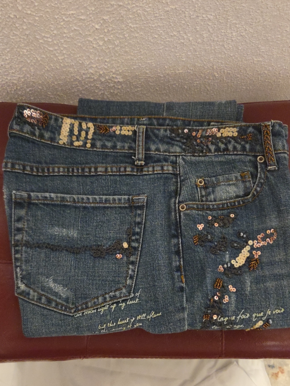 Original Deluxe Blue Denim Jeans with Sequin Embellishments